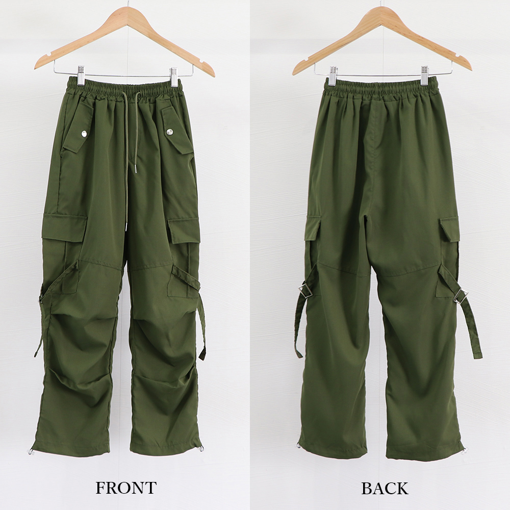 ワークパンツ レディース ハイウエスト カーゴパンツ ワイドシルエット