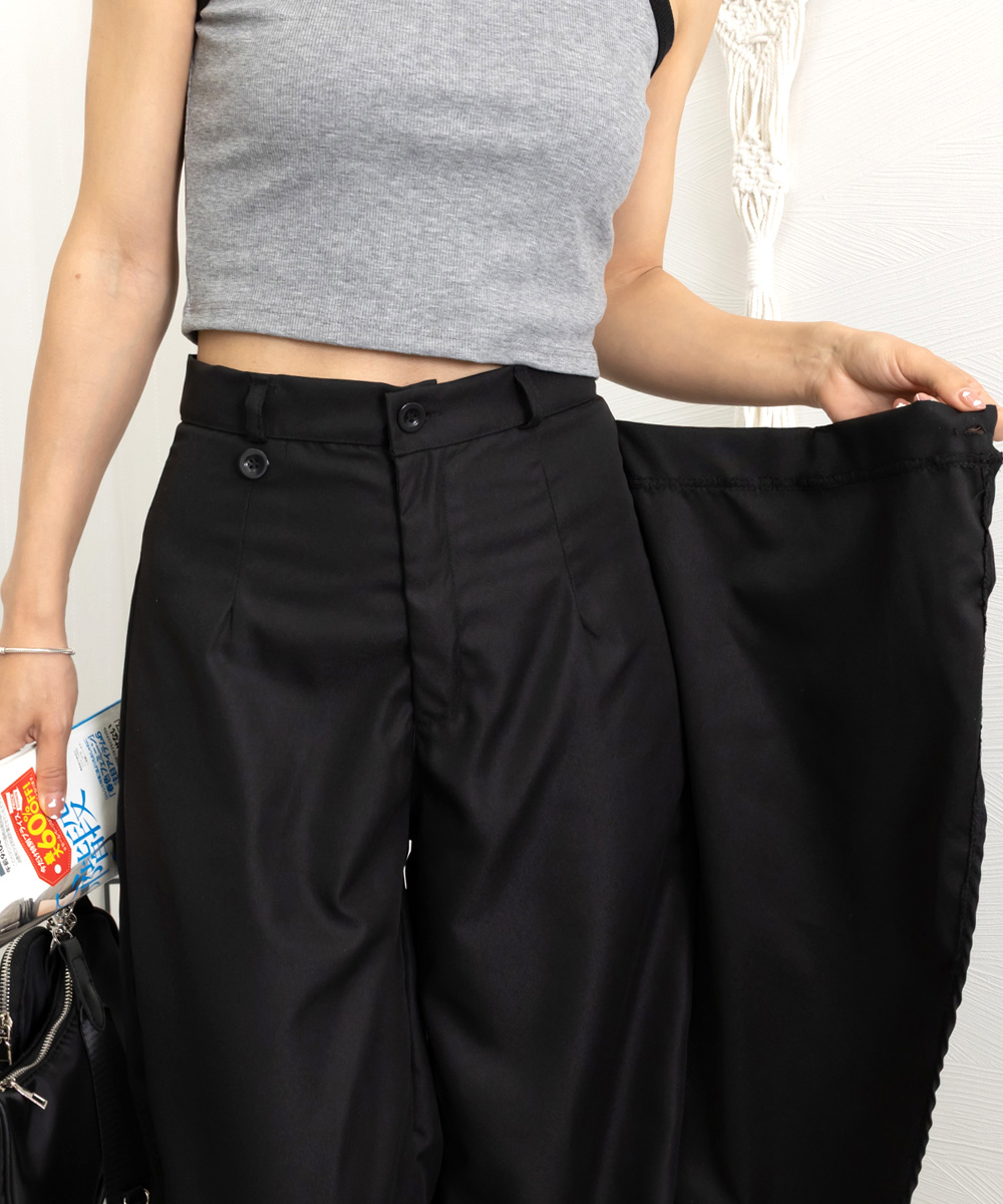 ワークパンツ ラップデザイン美脚スラックスパンツ