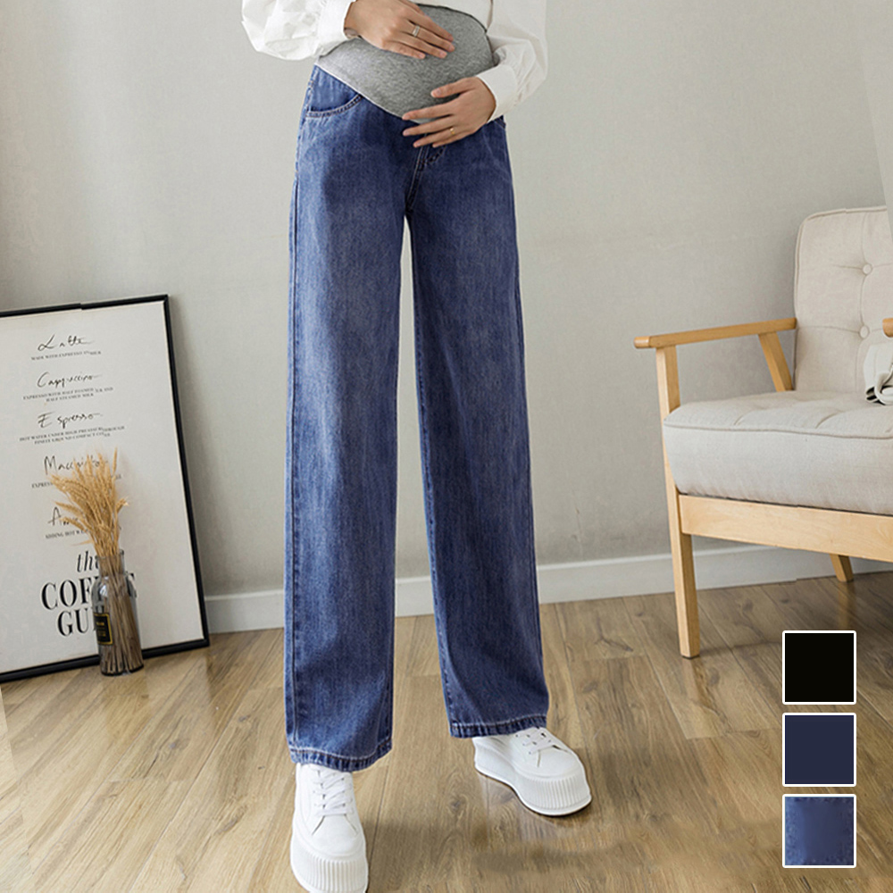 ワークパンツ マタニティ デニム ワイドパンツ 調節可能