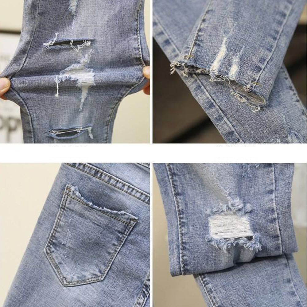 ワークパンツ クラッシュ加工ハイウエストデニムスキニー