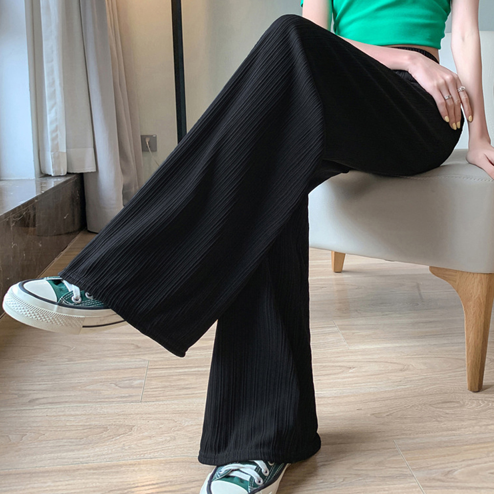 ワークパンツ 美脚効果 プリーツチノパン セミワイド