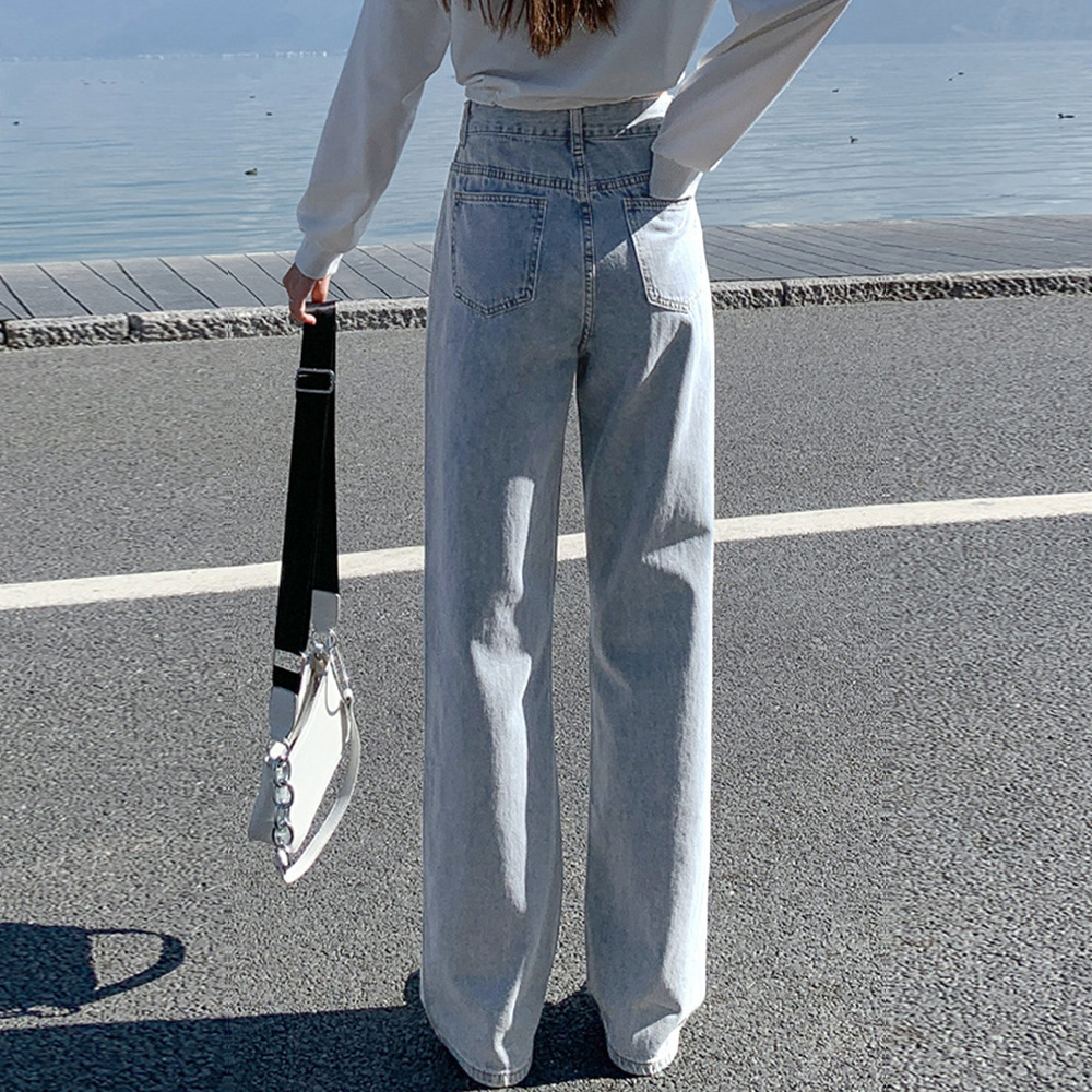 ワークパンツ ハイウエストストレートデニム 美脚効果 レディース