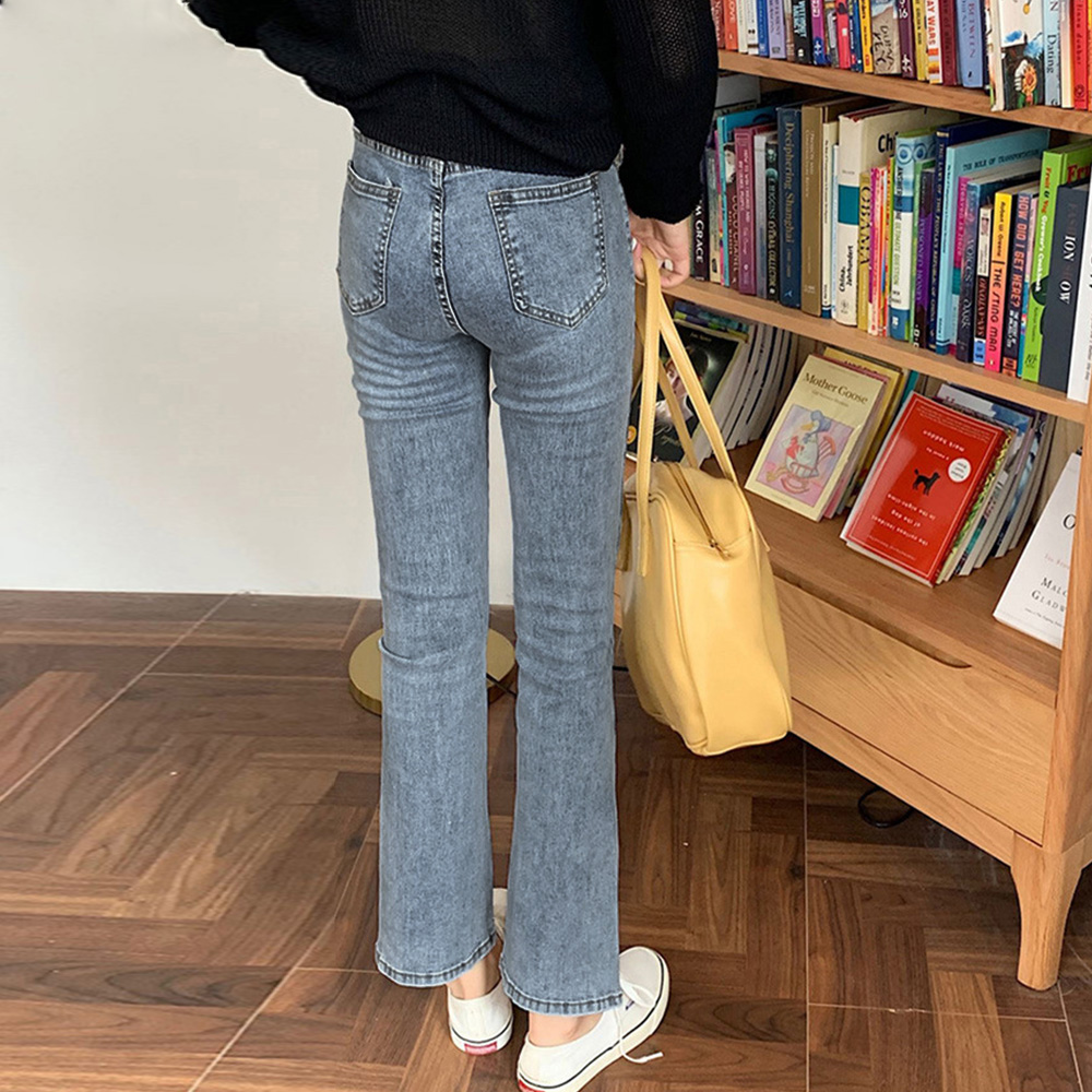 ワークパンツ 裾ボタン アンクル丈 美脚デニムパンツ