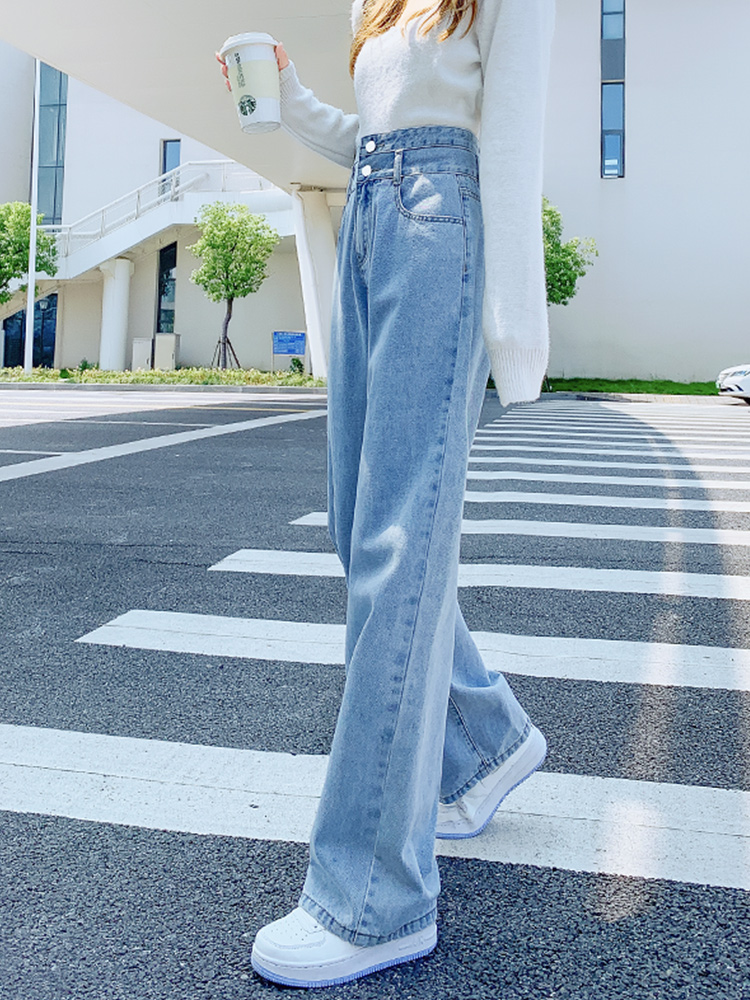 ワークパンツ 二段ボタン ワイドフレアデニム９分丈