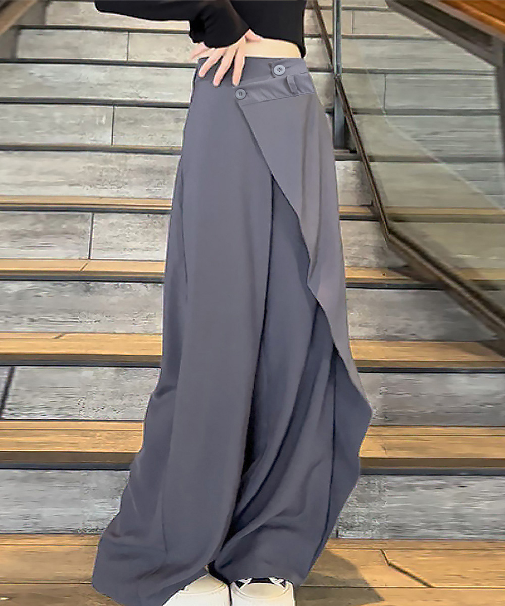 ワークパンツ ラップデザイン美脚スラックスパンツ
