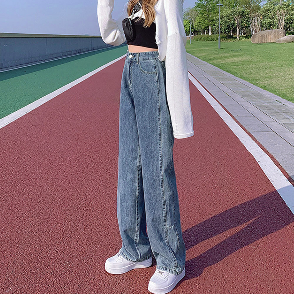 ワークパンツ ハイウエストストレートデニム 美脚効果