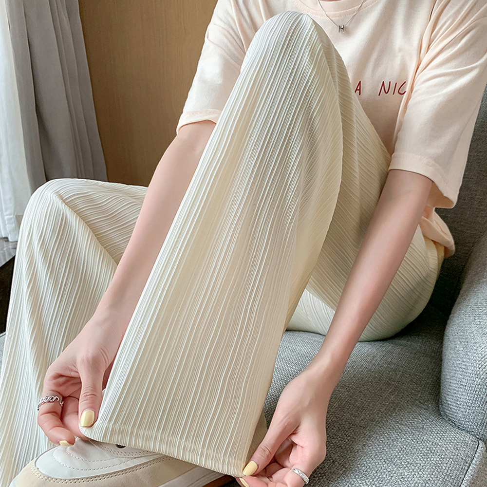 ワークパンツ 美脚効果 プリーツチノパン セミワイド