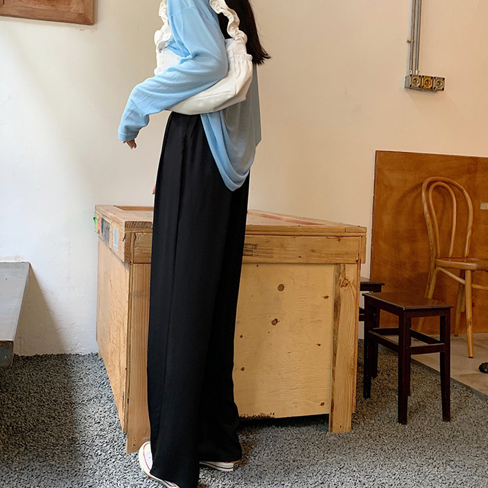 ワークパンツ 美脚効果 ハイウエスト セミワイド スラックス