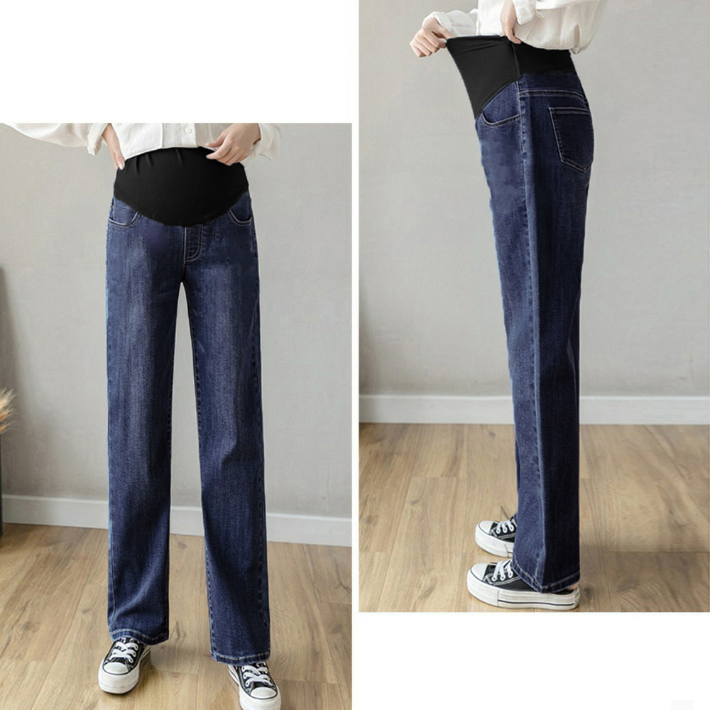 ワークパンツ マタニティ デニム ワイドパンツ 調節可能