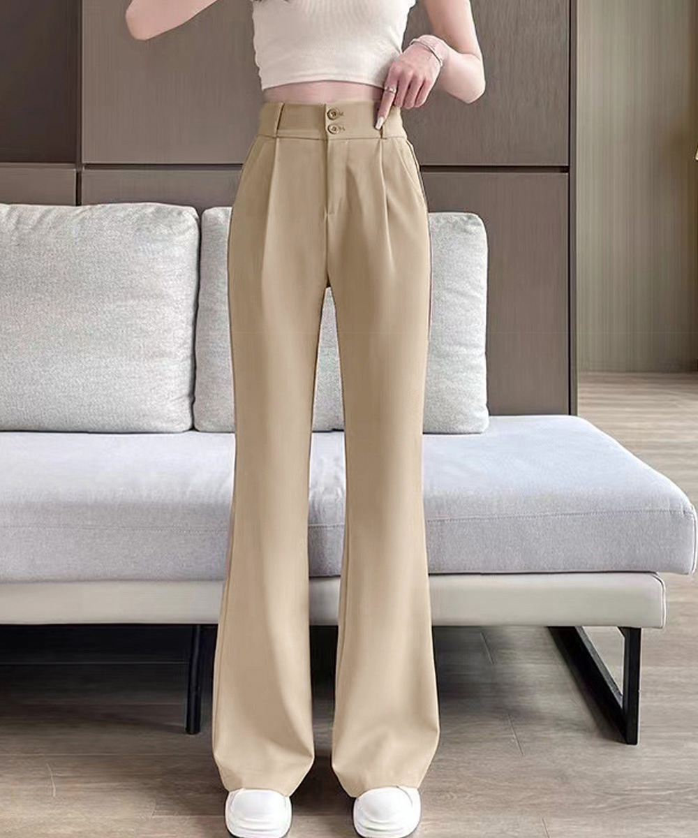 ワークパンツ ハイウエスト美脚フレアスラックス