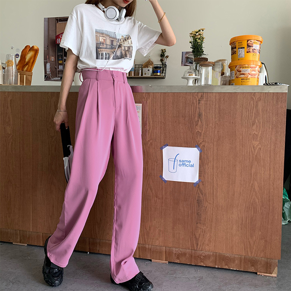 ワークパンツ ハイウエストセミワイドスラックス レディース