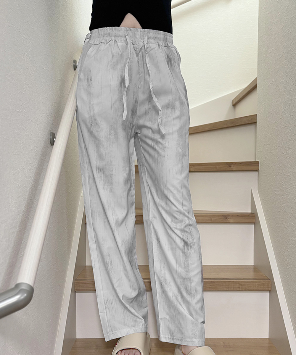 ワークパンツ タイダイ染めワイドチノパン 春夏用美脚パンツ