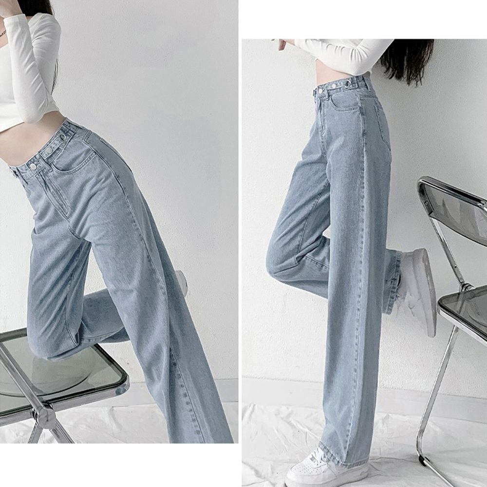 ワークパンツ ハイウエストストレートデニム 美脚効果 レディース