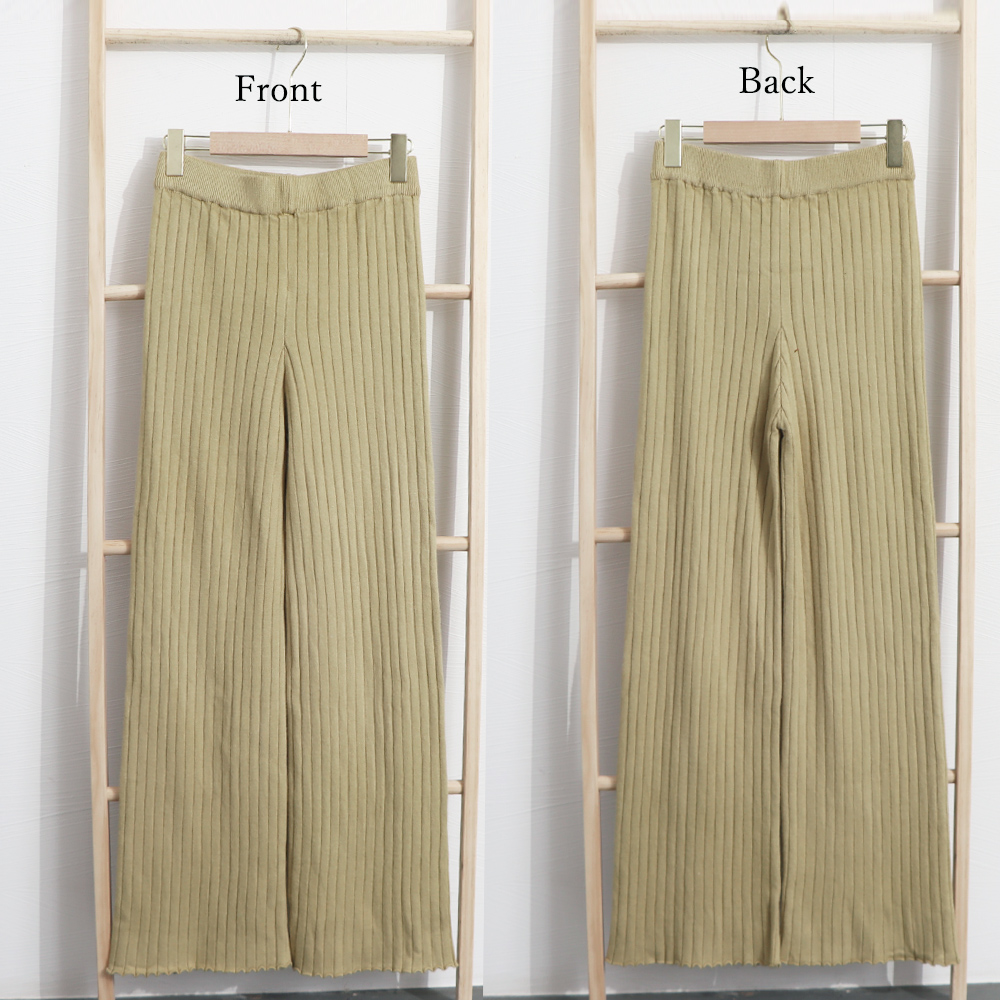 ワークパンツ リブニット セミフレア チノパン レディース