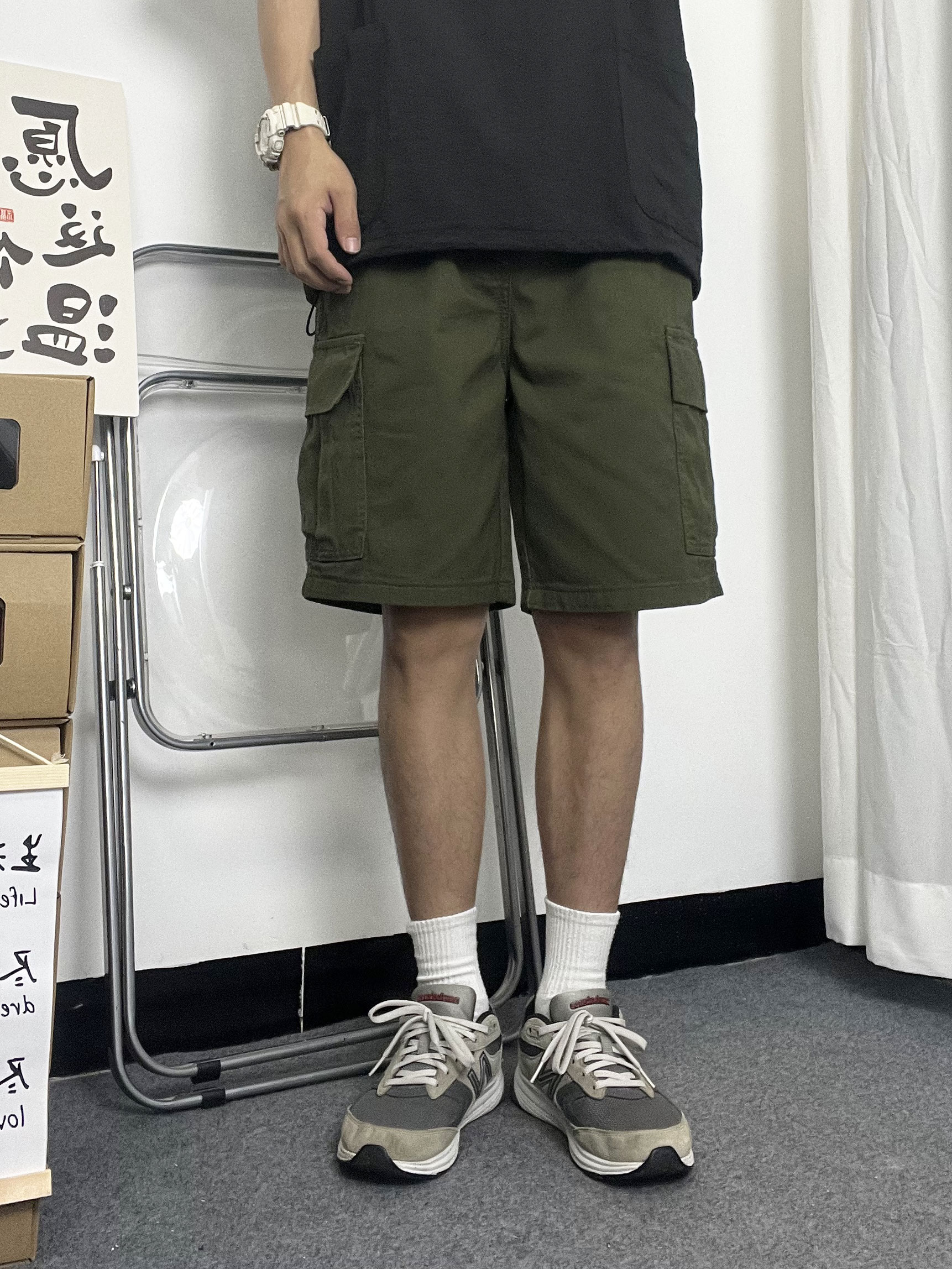 ワークパンツ 実用的サイドポケット半ズボン