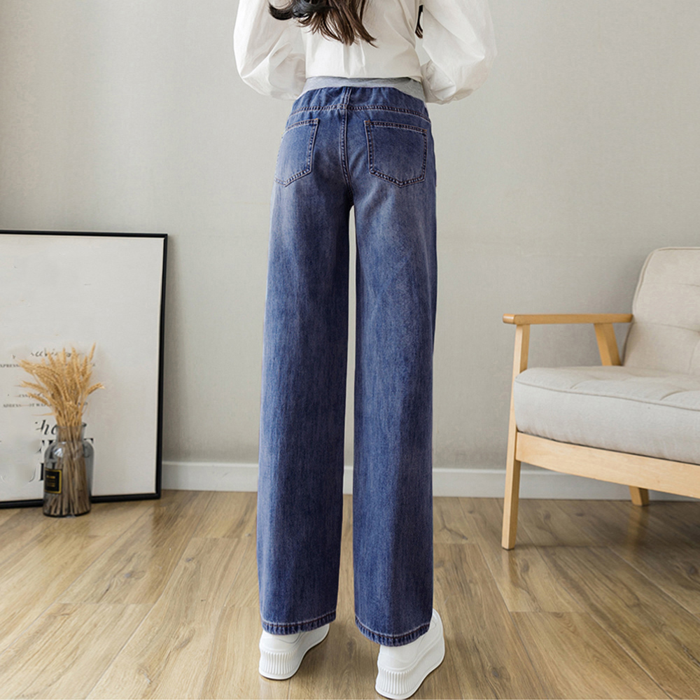 ワークパンツ マタニティ デニム ワイドパンツ 調節可能