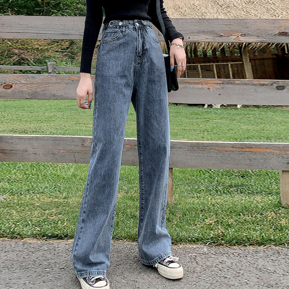 ワークパンツ ハイウエストストレートデニム 美脚効果 レディース