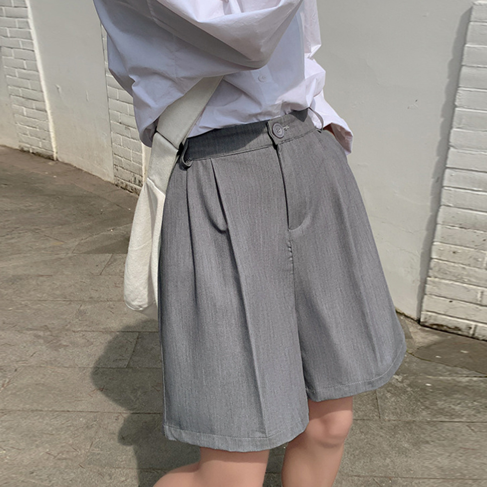 ワークパンツ レディース タック入り スラックス ハーフパンツ 夏