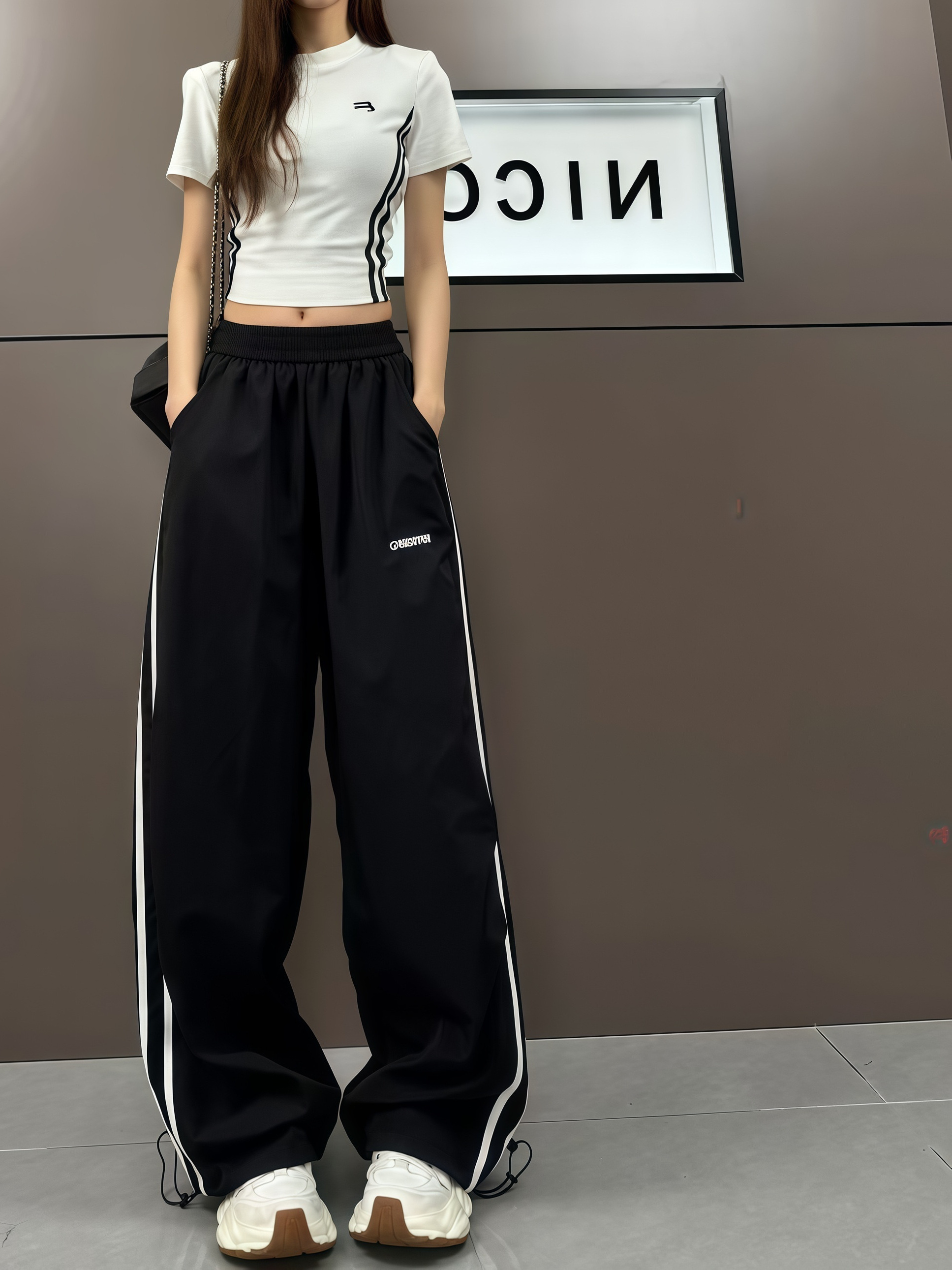 ワークパンツ ライン入りワイドワークパンツ