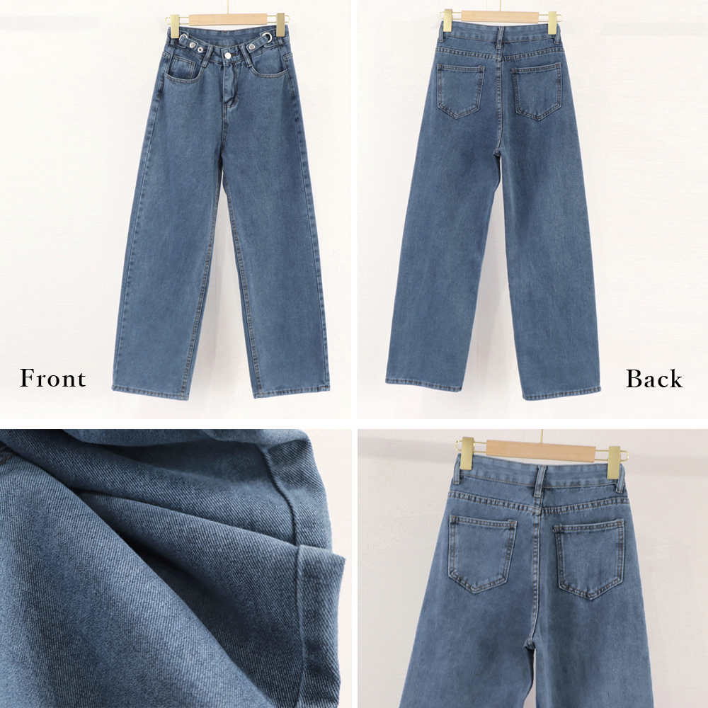 ワークパンツ ハイウエストストレートデニム 美脚効果 レディース