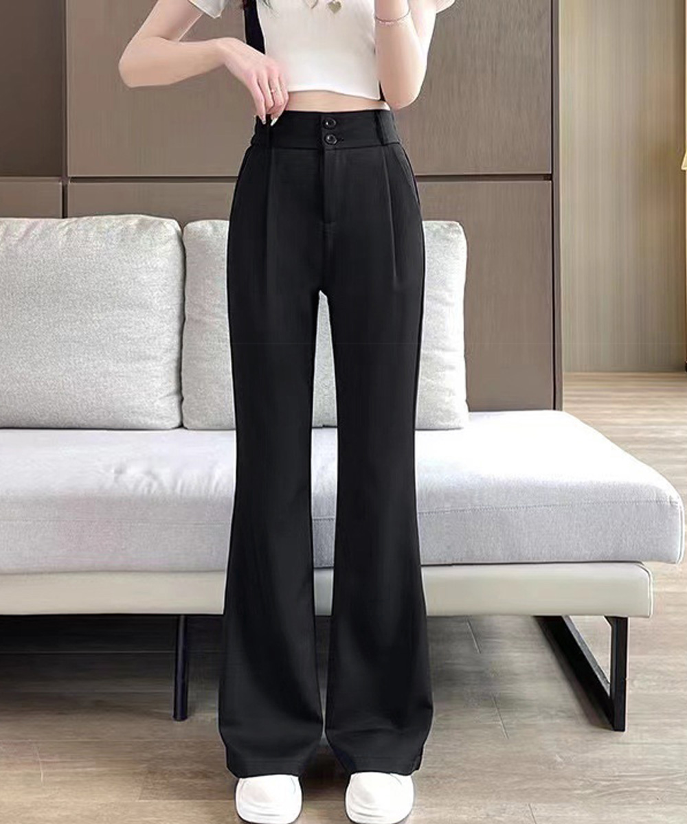 ワークパンツ ハイウエスト美脚フレアスラックス