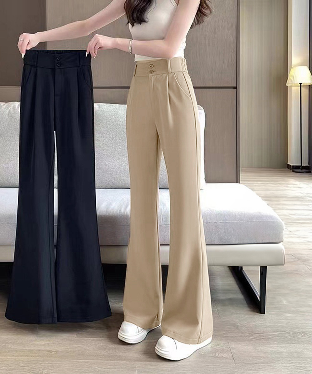 ワークパンツ ハイウエスト美脚フレアスラックス