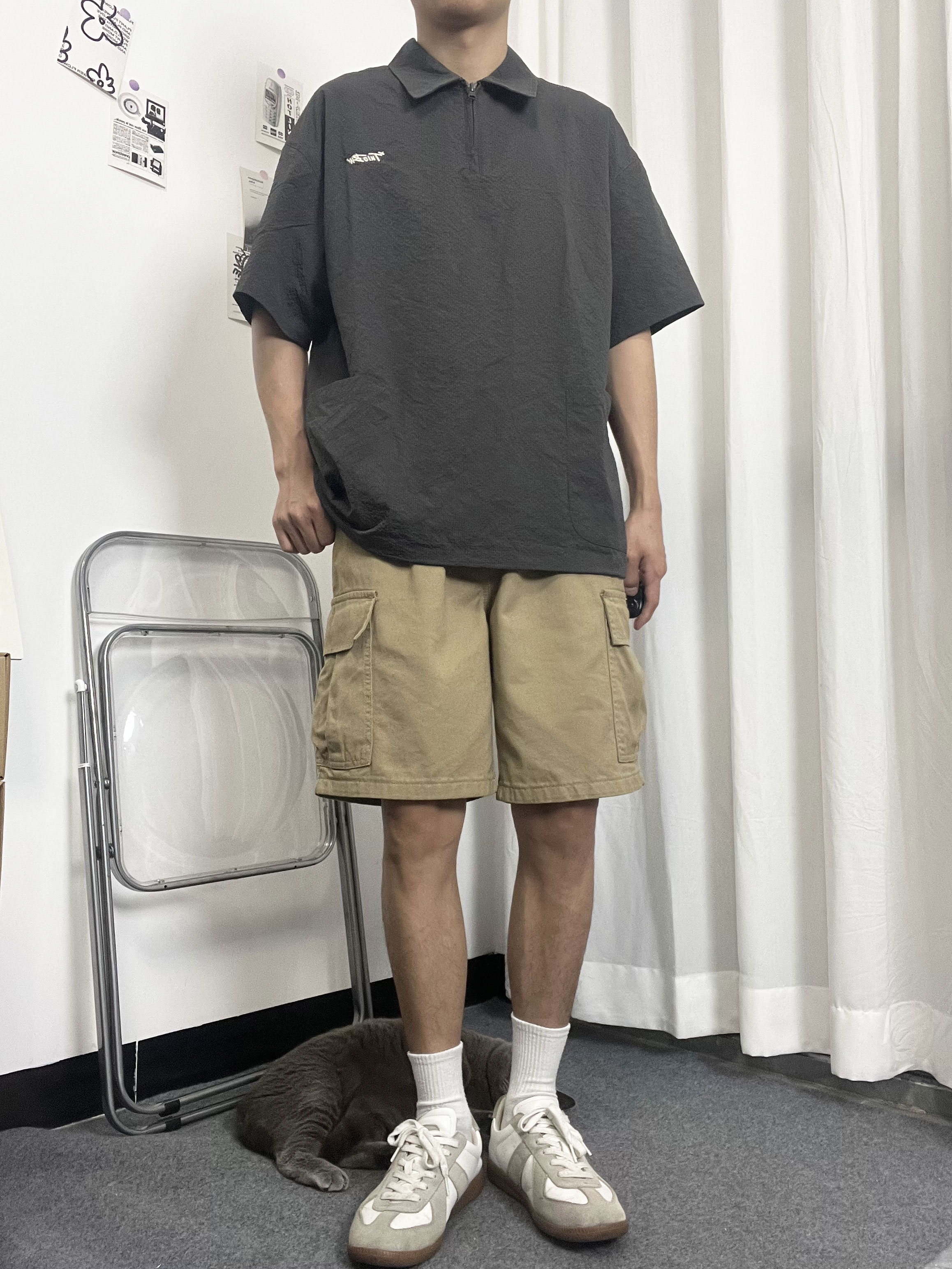 ワークパンツ 実用的サイドポケット半ズボン