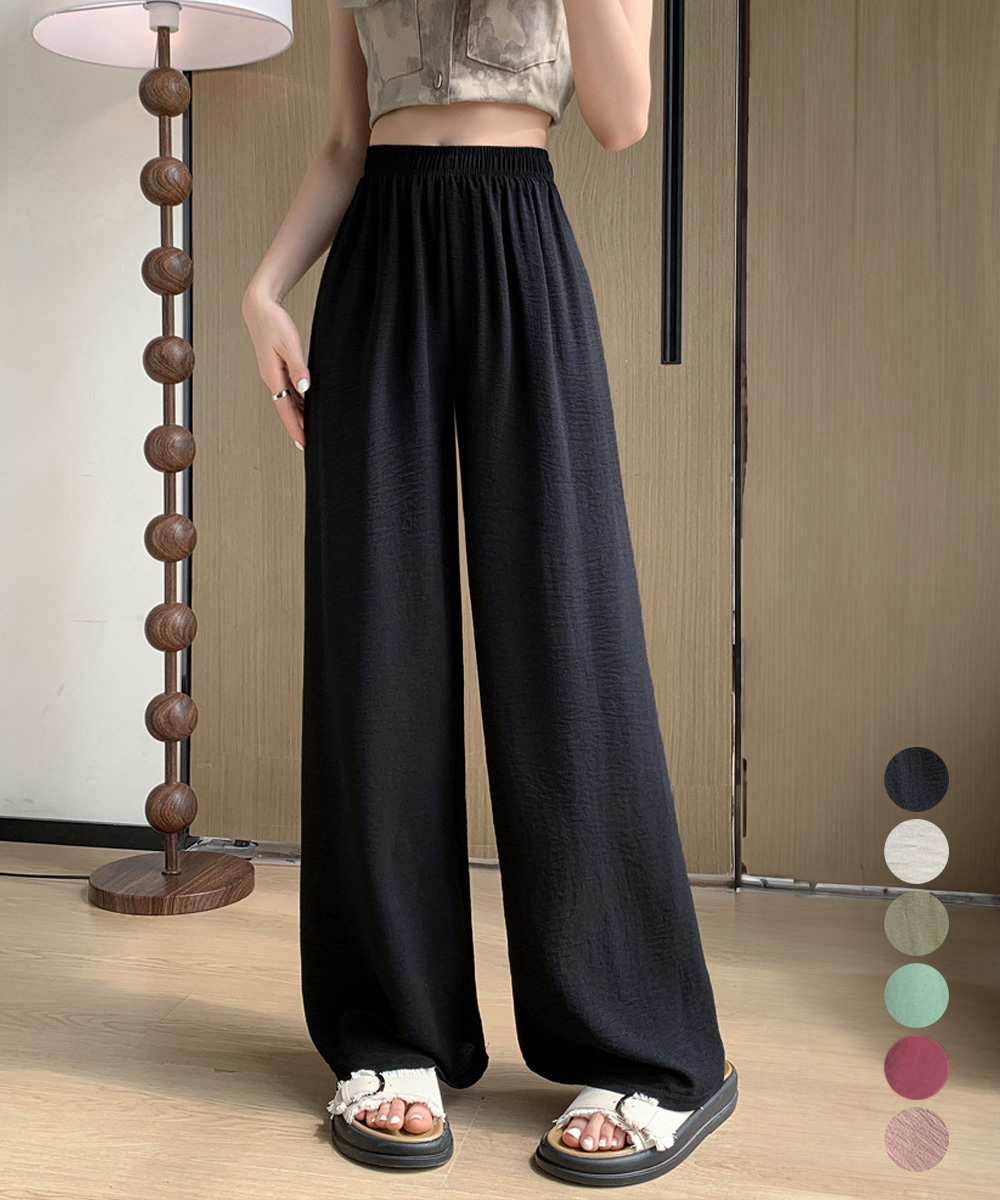 ワークパンツ 綿麻素材 美脚ワイドスラックス レディース