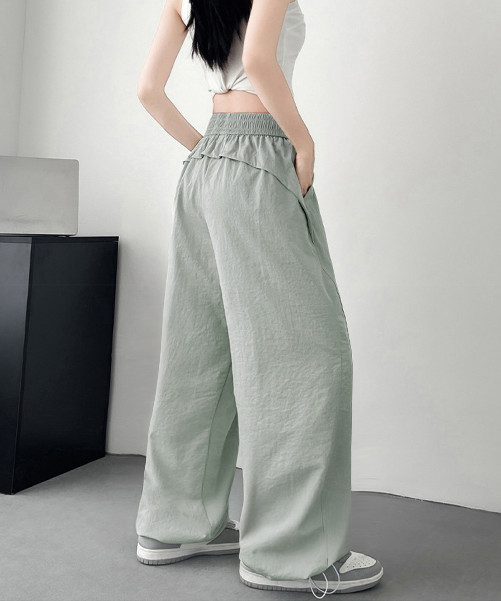 ワークパンツ レディース ハイウエスト ワイドスラックス 美脚パンツ