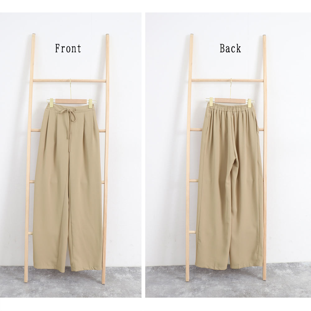 ワークパンツ 美脚効果 ハイウエスト セミワイド スラックス
