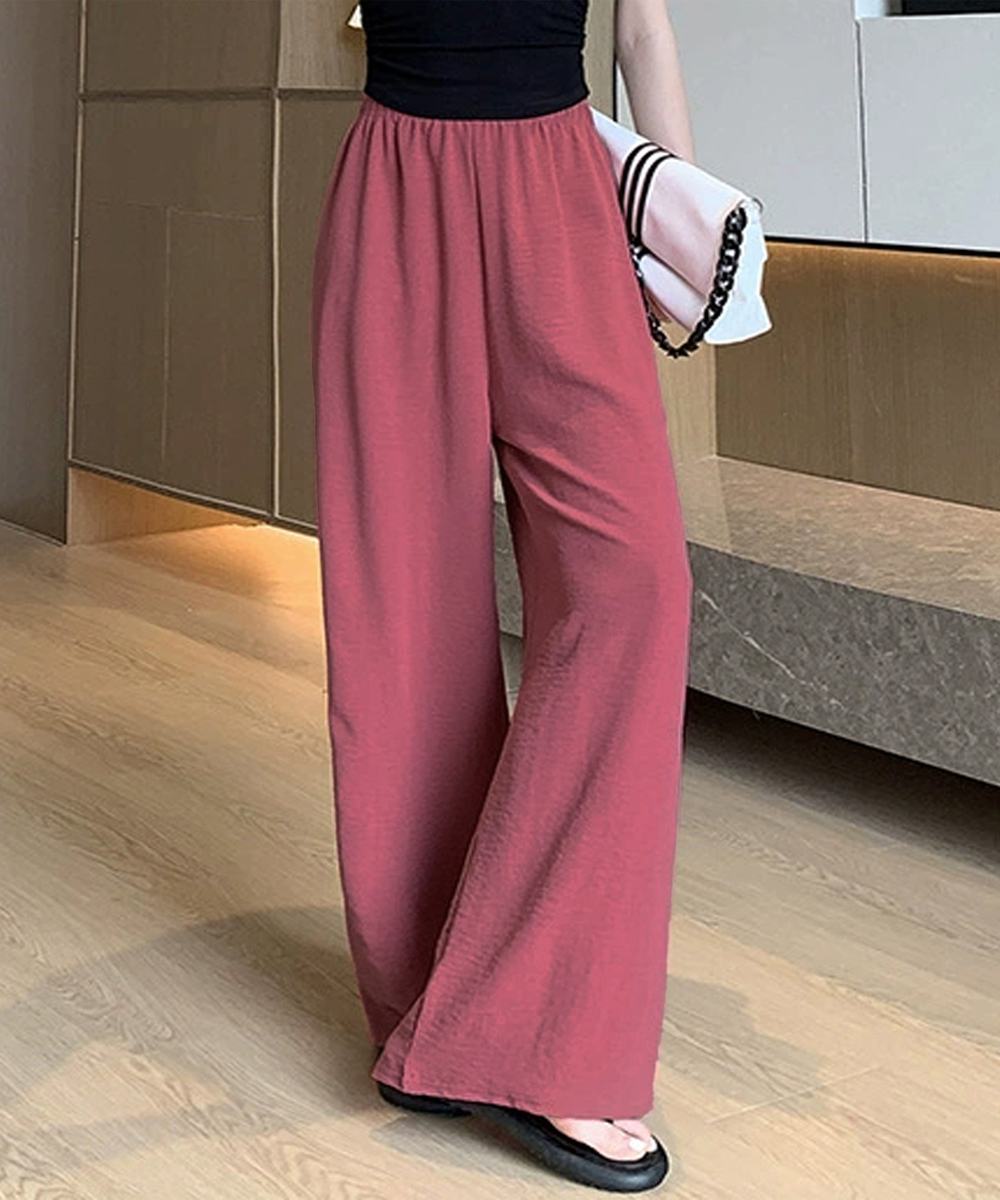 ワークパンツ 綿麻素材 美脚ワイドスラックス レディース