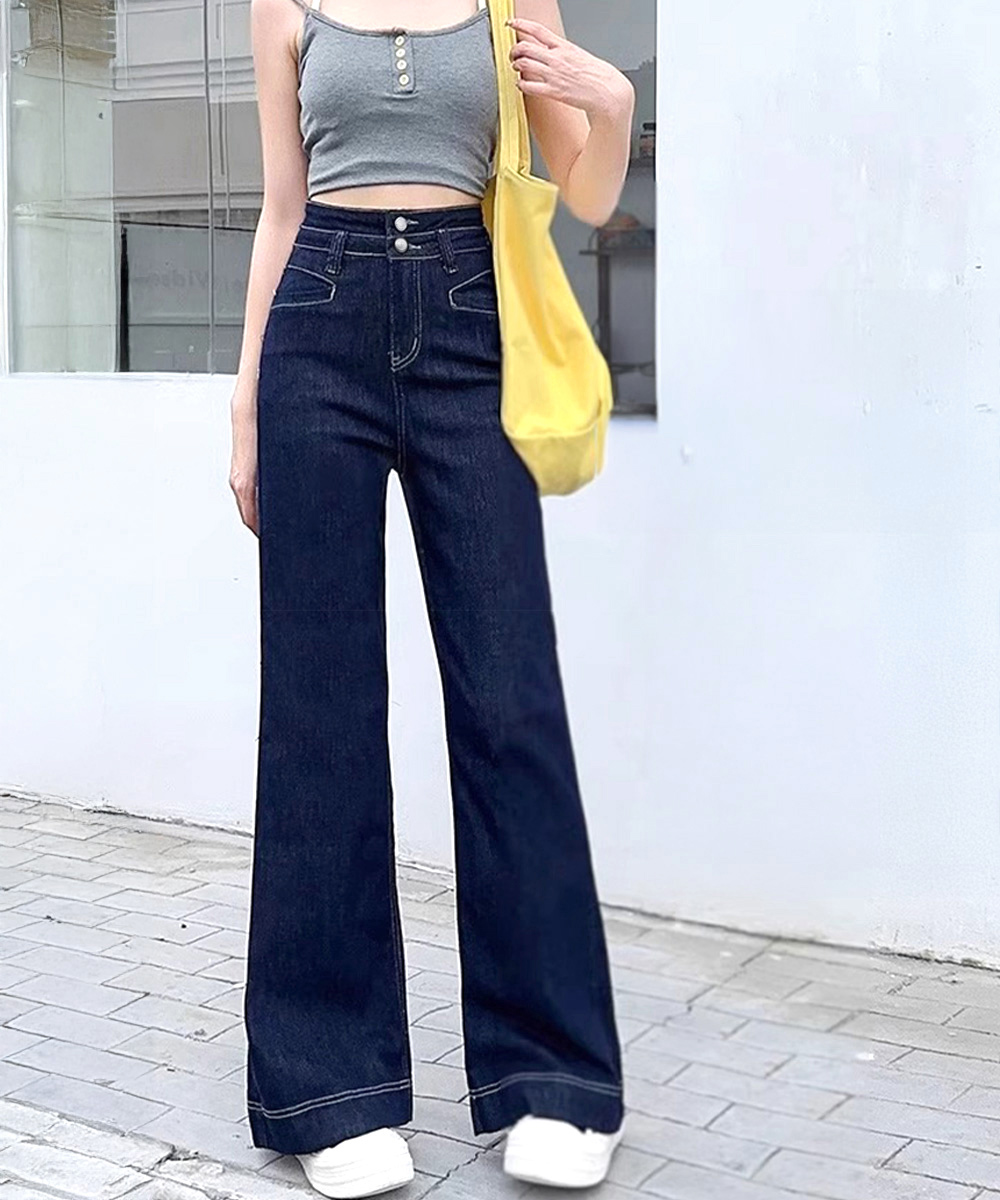 ワークパンツ ハイウエスト美脚チノパン フレアシルエット