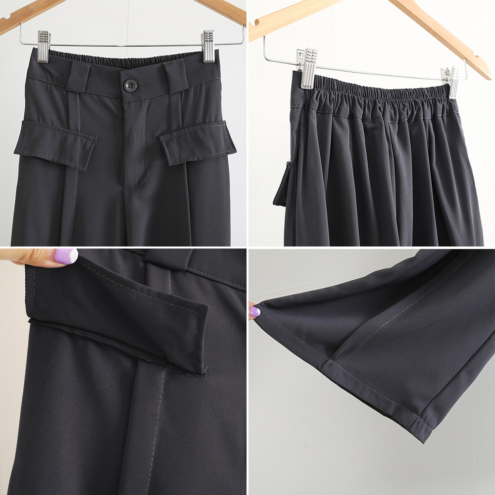 ワークパンツ ハイウエスト脚長スラックス 美脚ワイドパンツ