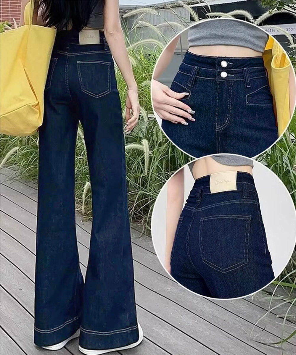 ワークパンツ ハイウエスト美脚チノパン フレアシルエット
