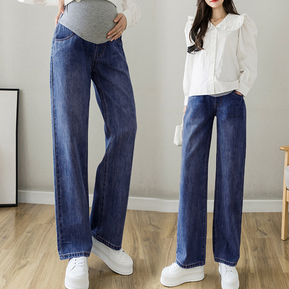 ワークパンツ マタニティ デニム ワイドパンツ 調節可能