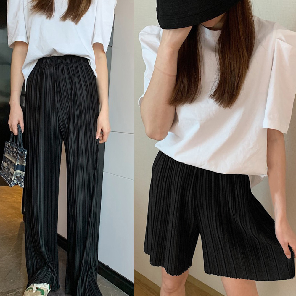 ワークパンツ 冷感プリーツチノパン2枚組 ワイドタイプ