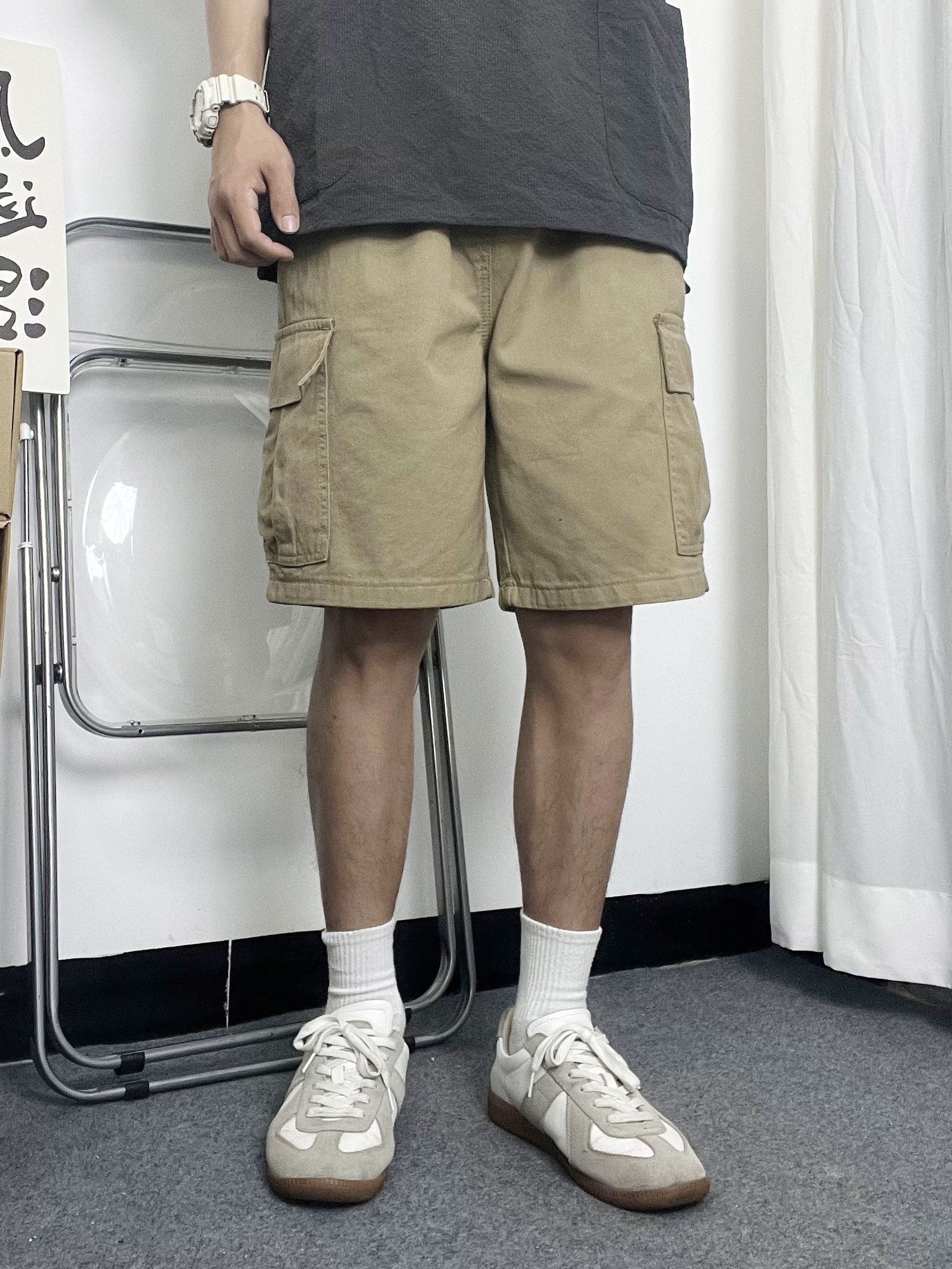 ワークパンツ 実用的サイドポケット半ズボン
