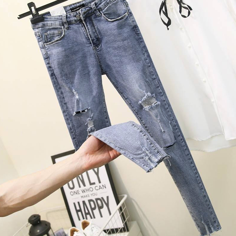 ワークパンツ クラッシュ加工ハイウエストデニムスキニー