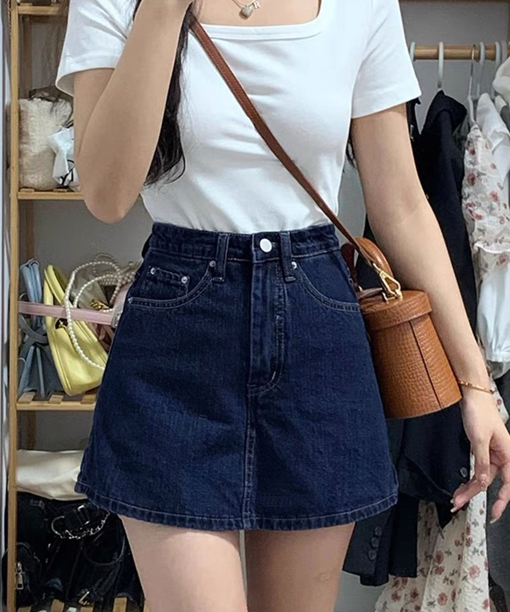 ワークパンツ ハイウエストデニムスカパン 美脚効果