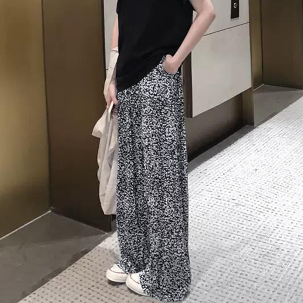 ワークパンツ アニマル柄プリーツワイドチノパン 夏用