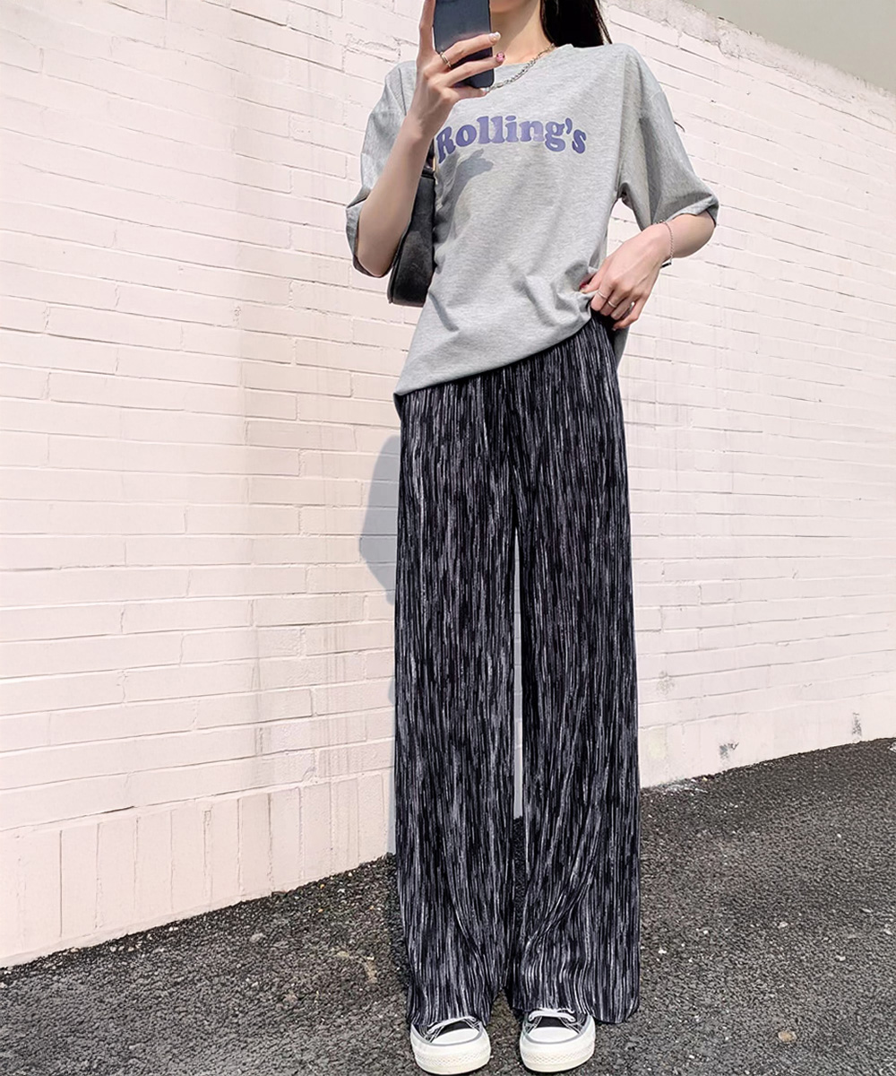 ワークパンツ プリーツ加工 美脚ワイドチノパン 春夏