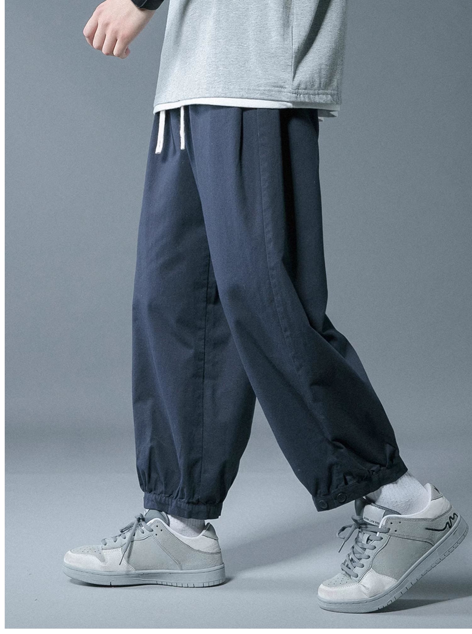 ワークパンツ ゆったり裾絞りドロストチノパン