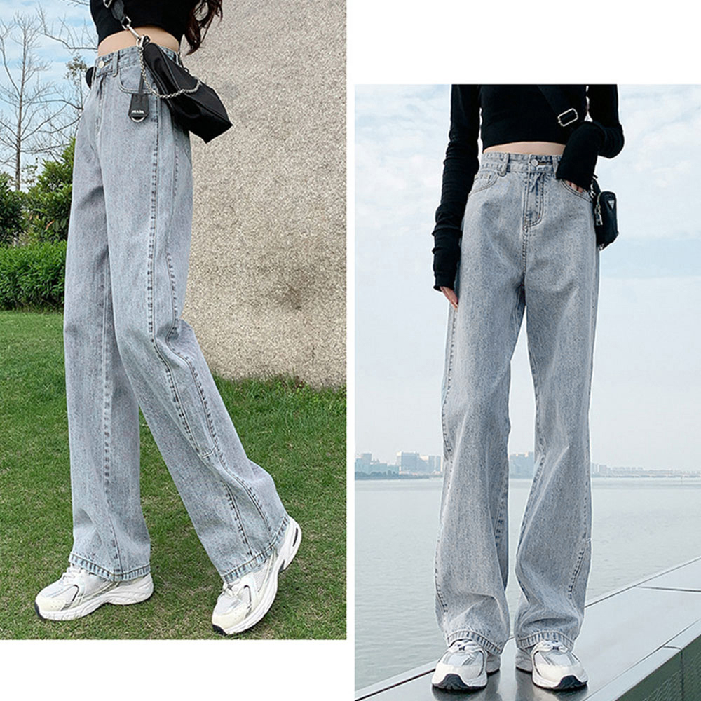 ワークパンツ ハイウエストストレートデニム 美脚効果