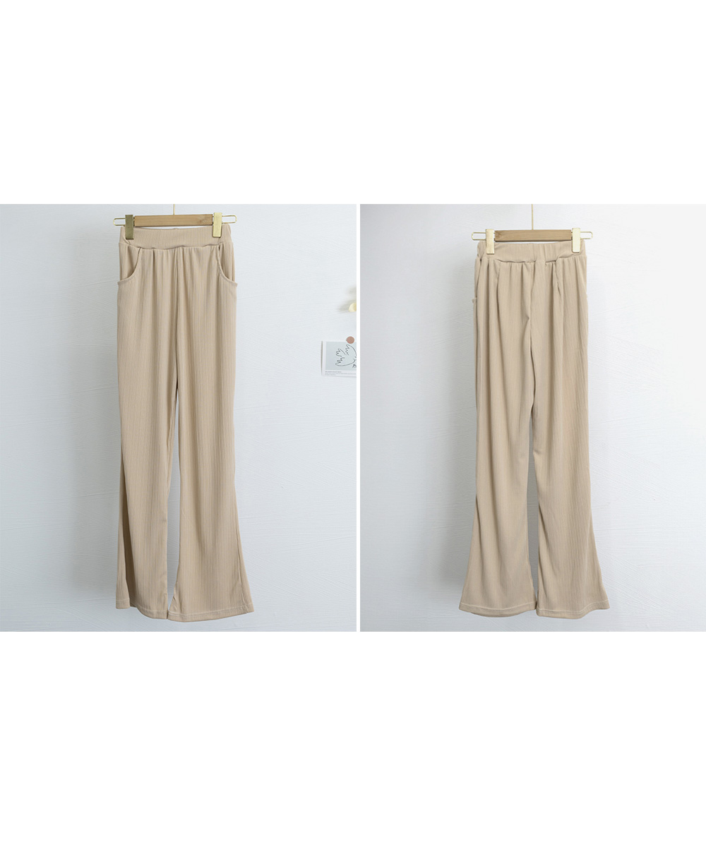 ワークパンツ 美脚効果 レディース リブチノパン セミフレア