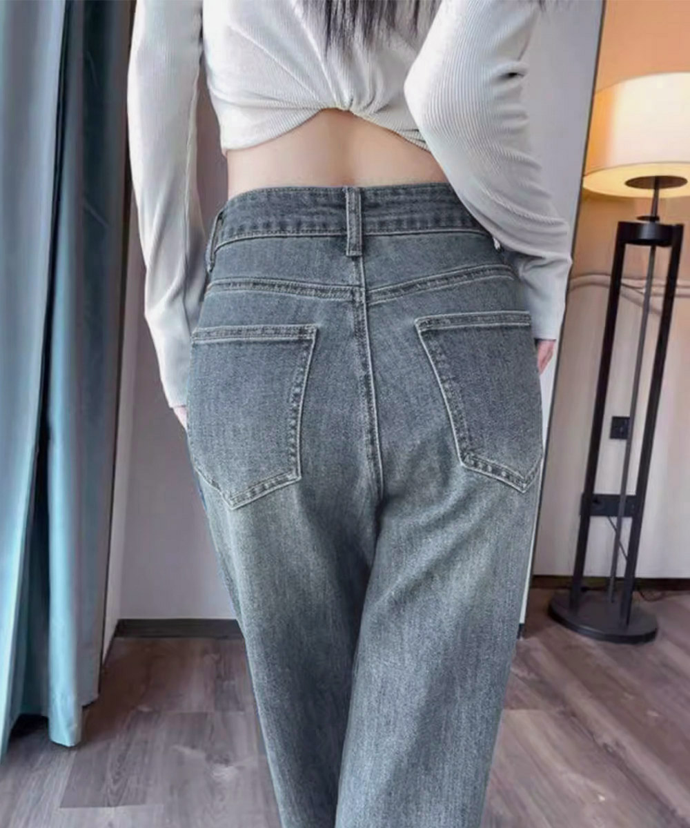ワークパンツ 輝くラインストーンデニムパンツ