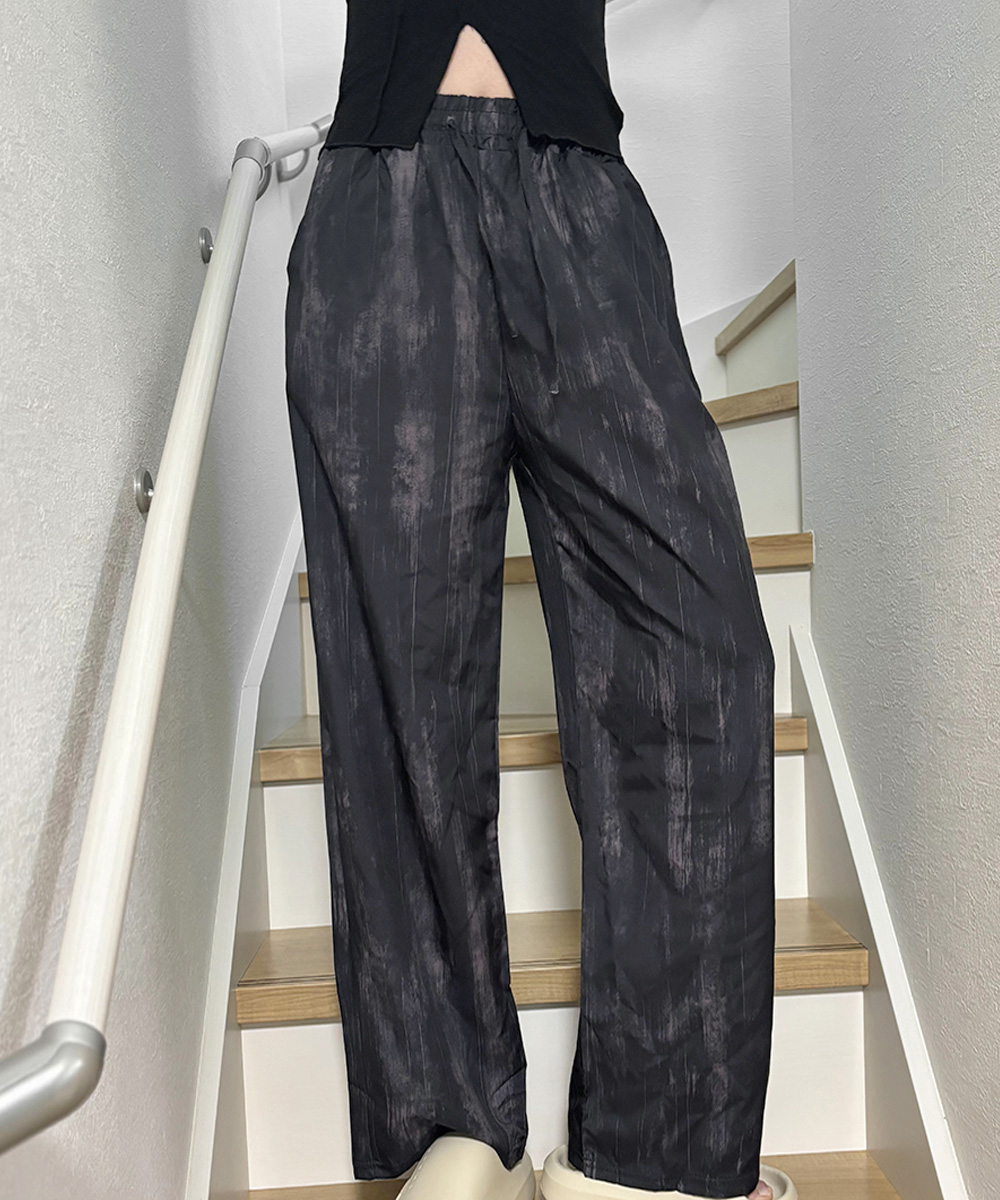 ワークパンツ タイダイ染めワイドチノパン 春夏用美脚パンツ