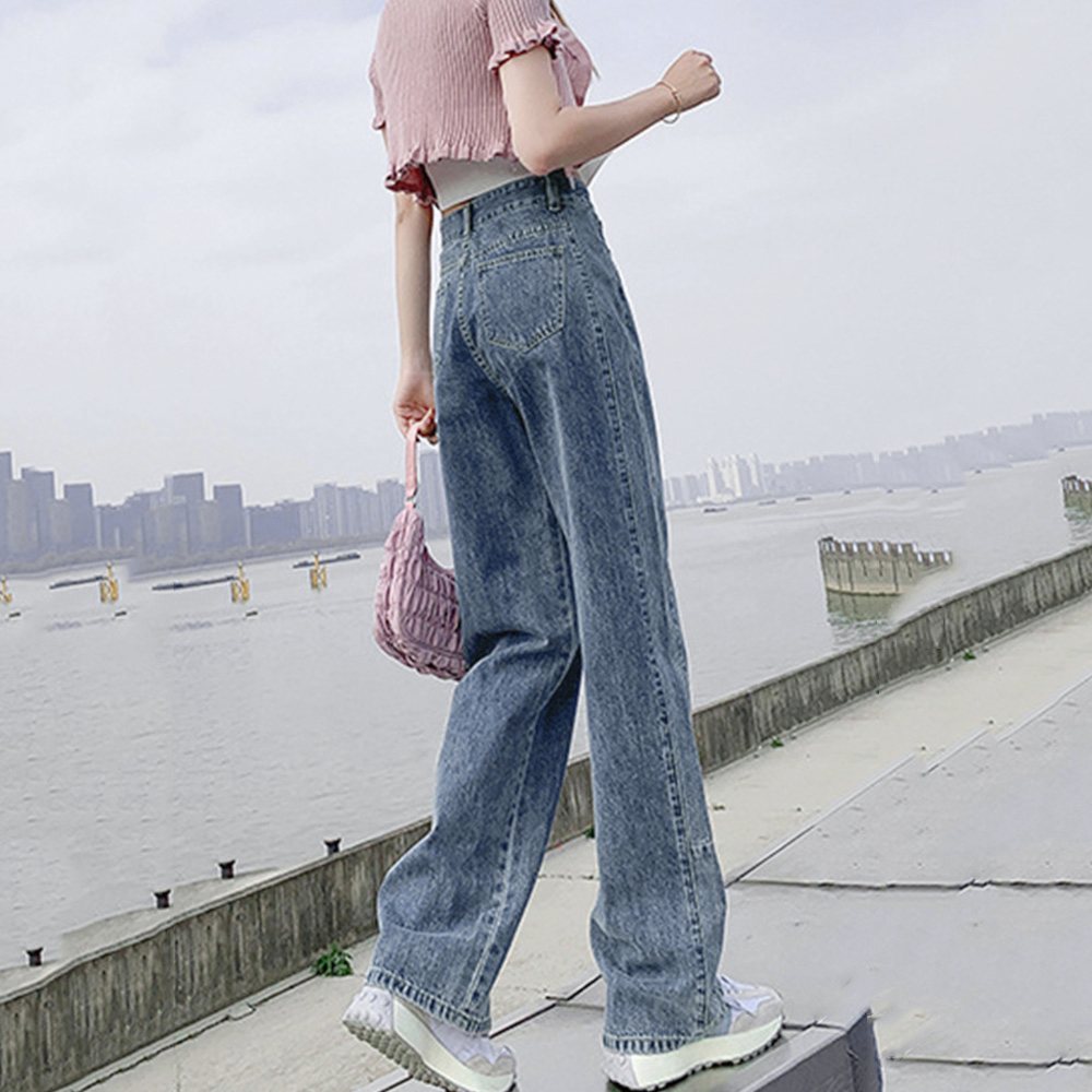 ワークパンツ ハイウエストストレートデニム 美脚効果