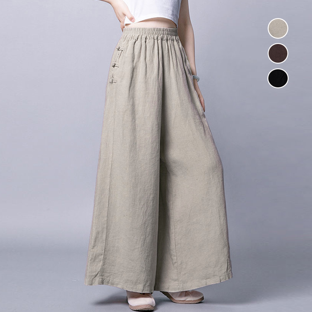 ワークパンツ 綿麻素材 ゆったりワイドスラックス