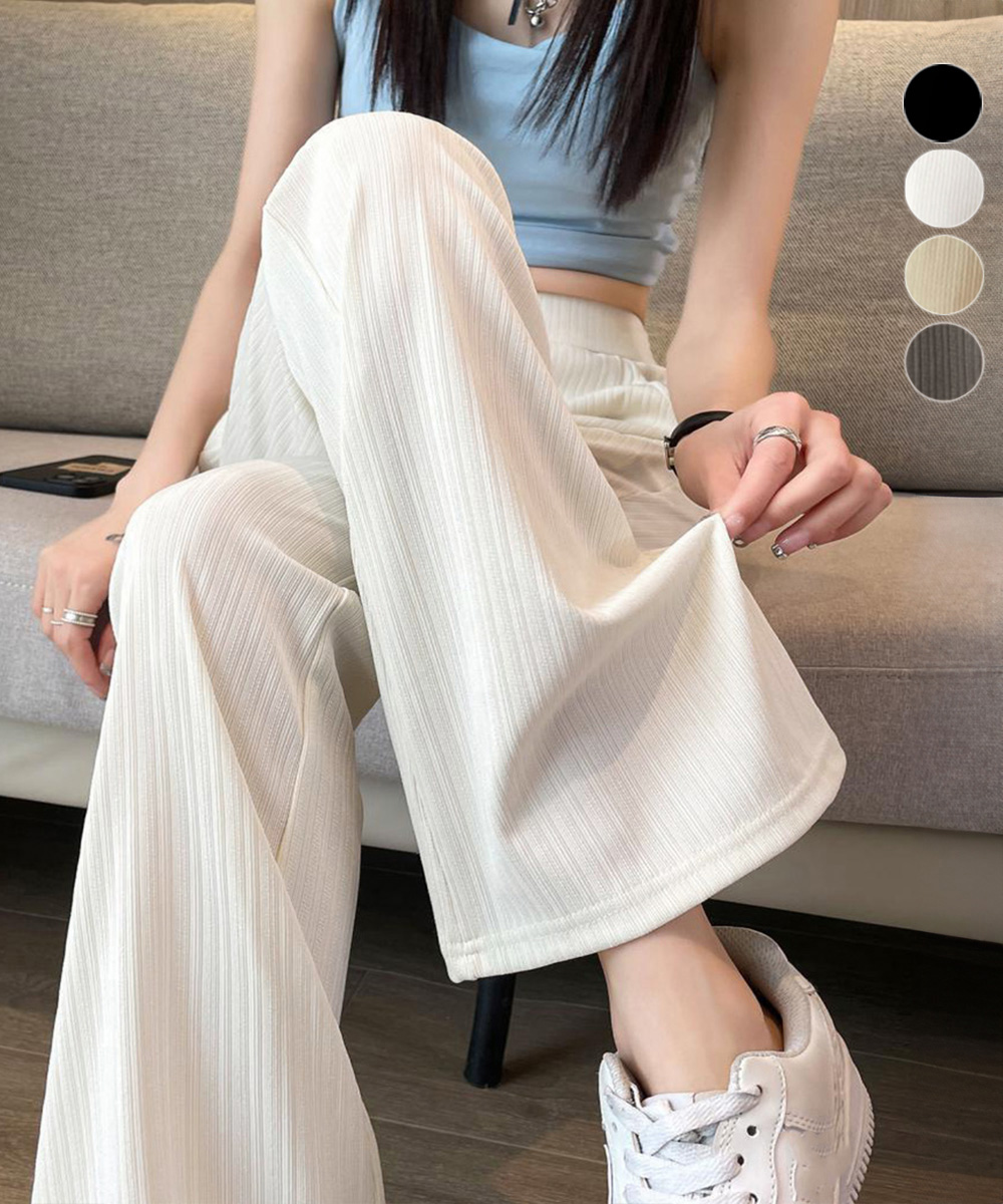 ワークパンツ 美脚効果 レディース リブチノパン セミフレア