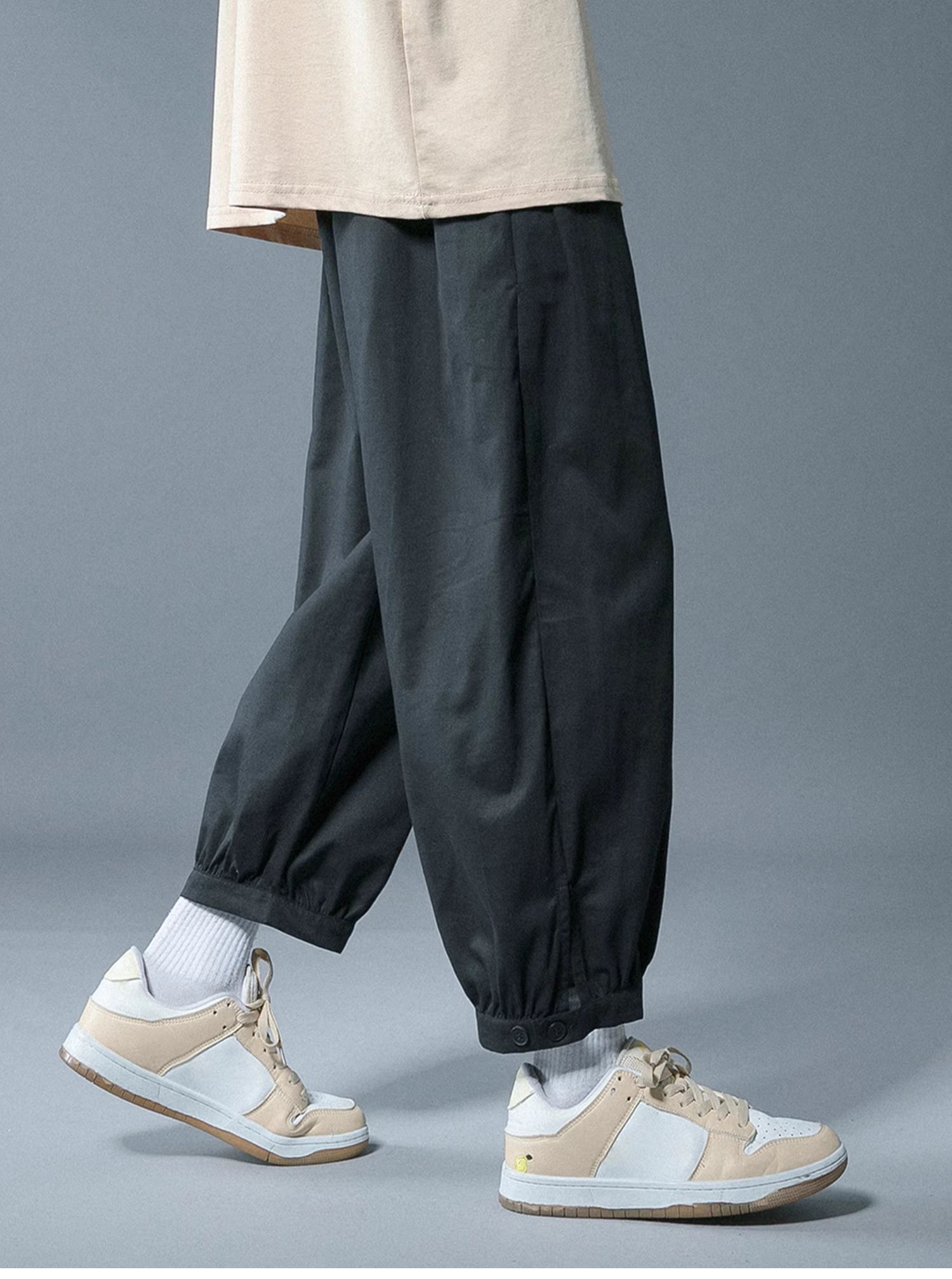 ワークパンツ ゆったり裾絞りドロストチノパン